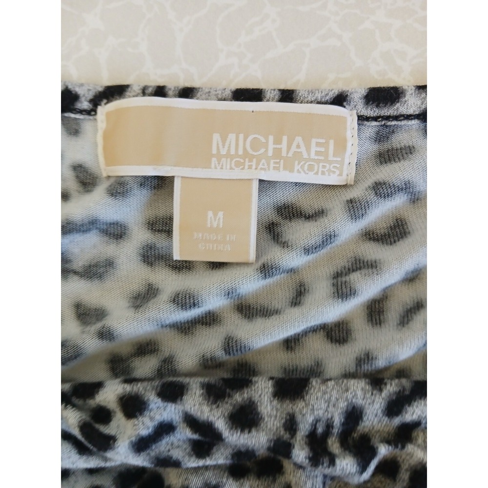 Michael Kors Womens M Leopard Cowlโ Neck Top Long Sleeve Stretch Sexy Evening - Picture 14 of 15